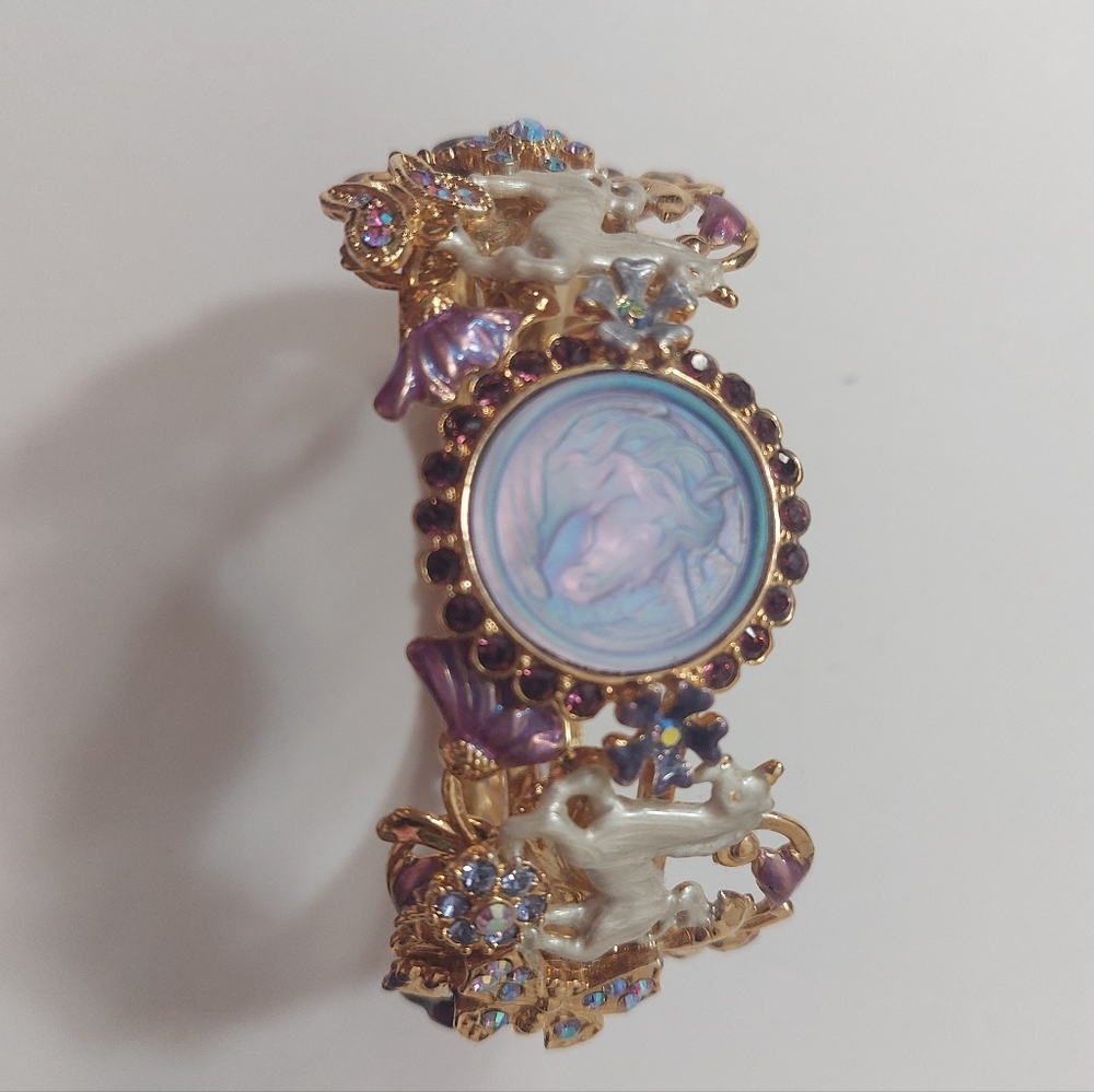 Kirks Folly Legacy Cloudwalker Dreams Cuff Bracelet Gold Tone Unicorn NEW - Picture 2 of 9